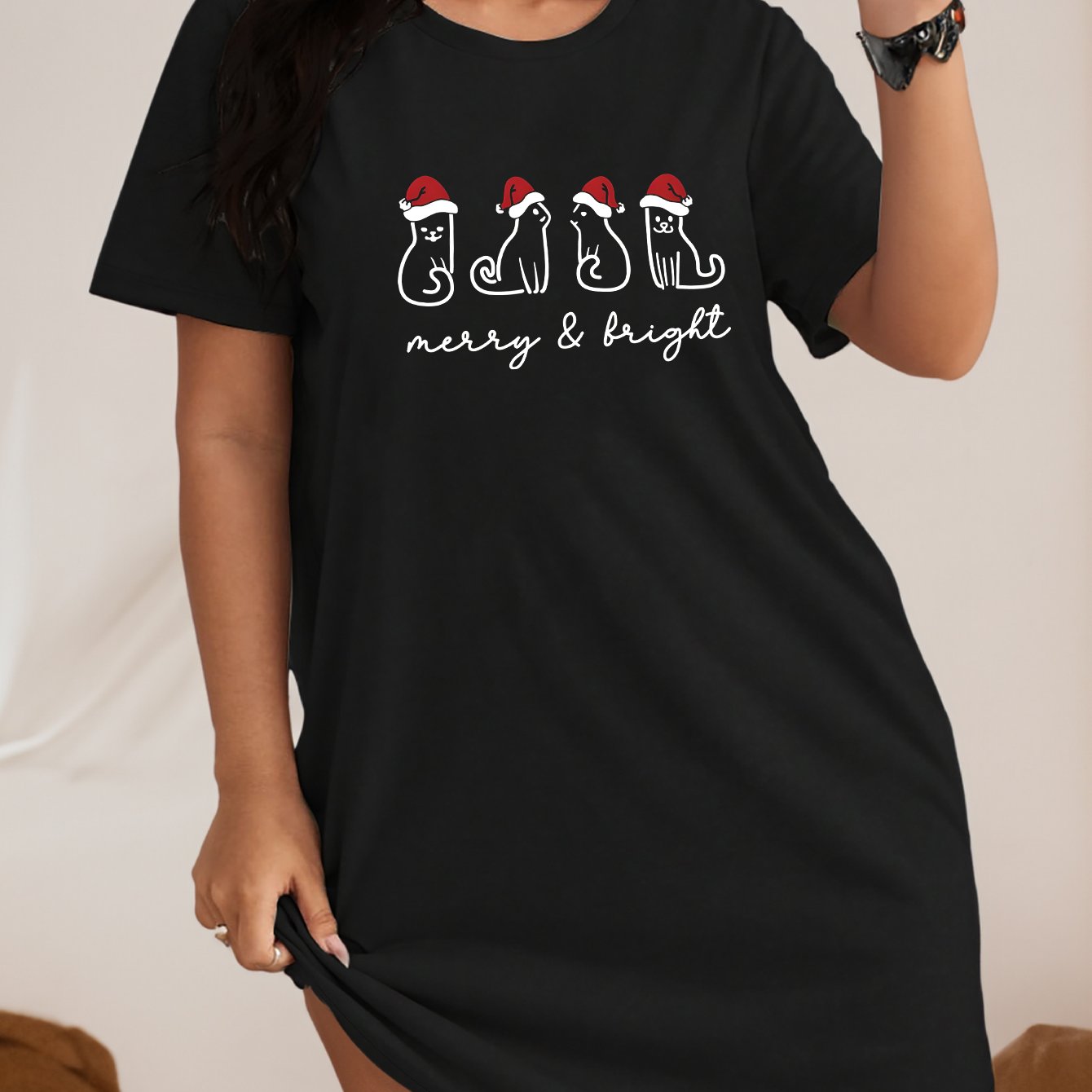 Christmas Lounge Dress Women's Casual Tee Nightdress