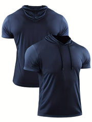 Men's Athletic Quick Dry Hooded T shirt Breathable Top
