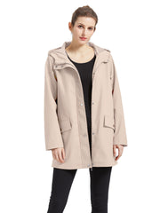 Casual Hooded Coat with Flap Pockets for Women
