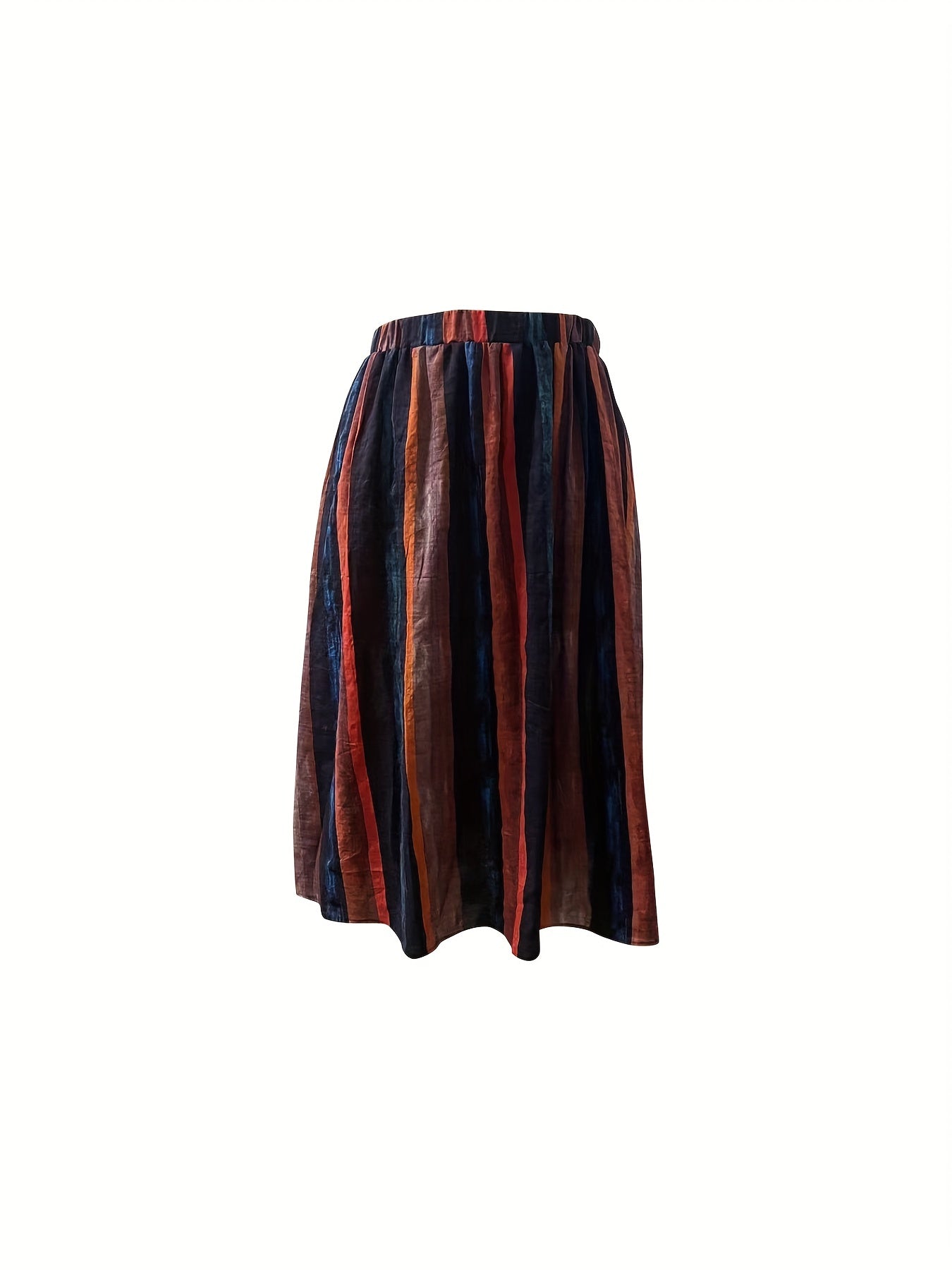 Women's Plus Size Colorblock Striped Maxi Skirt