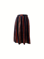 Women's Plus Size Colorblock Striped Maxi Skirt