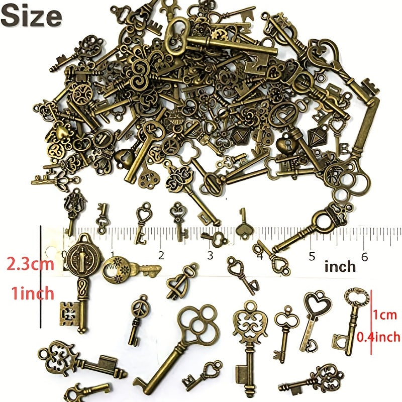 50 Pcs Vintage Skeleton Key Charm Set for Jewelry Making & Wedding Favors