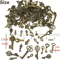 50 Pcs Vintage Skeleton Key Charm Set for Jewelry Making & Wedding Favors