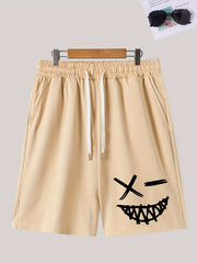 Smile Print Men's Drawstring Shorts