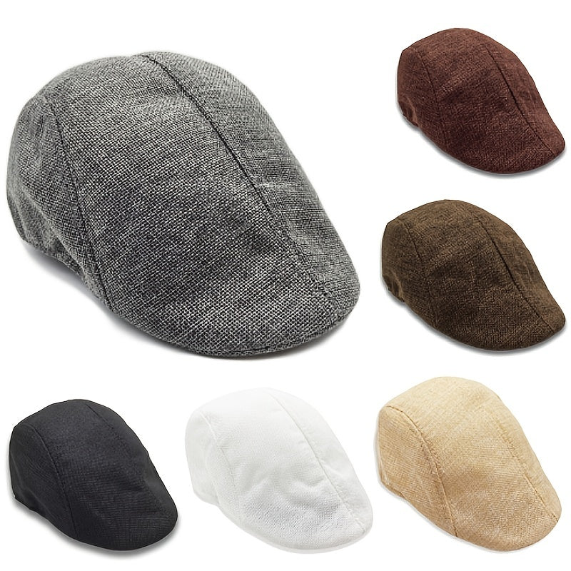 Unisex Linen Beret Hat Comfortable Breathable Peaked Cap