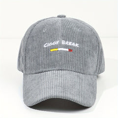 Gray Corduroy Baseball Cap Embroidery Casual Dad Hats Unisex Sun Hat