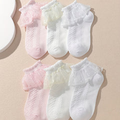 6 Pairs Multicolor Mesh Dance Princess Lace Short Socks Girls