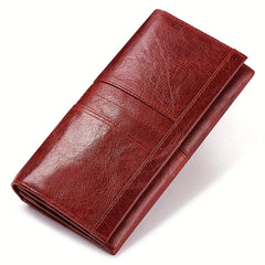 RFID Blocking Leather Women's Wallet with Zip Pocket