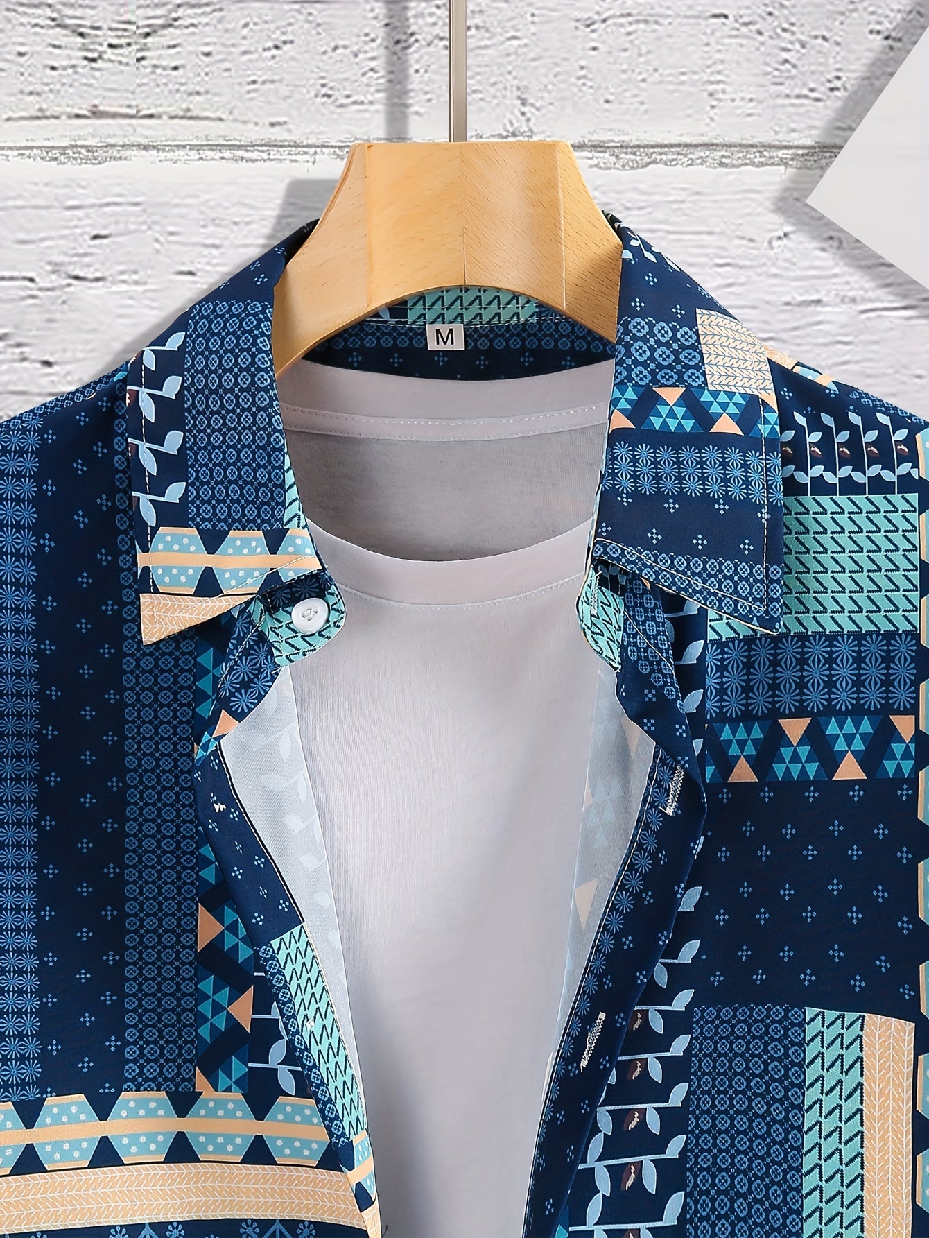 Geometric Pattern Short Sleeve Hawaiian Shirt for Summer Vacation