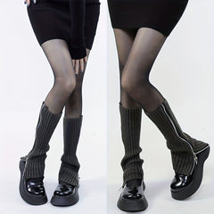Knitted Zipper Leg Warmers Warm All match Socks