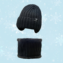 Warm Knitted Beanie Hat & Scarf Set with Ear Protection