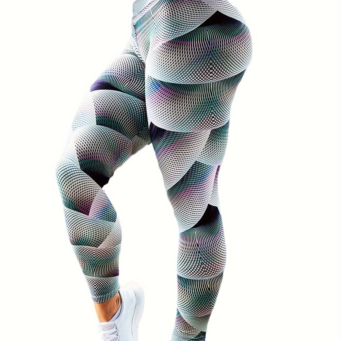 Abstract Line Print High Waist Yoga Pant