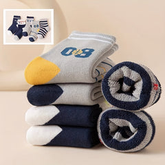 5 Pairs Kids' Thick Outdoor Sports Socks, Random Colors