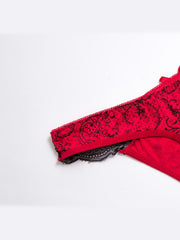 Sexy Lace Trim Printed Low Waist Thongs G-string Panties for Women