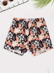 Men s Casual Booming Flowers Graphic Print Beach Shorts