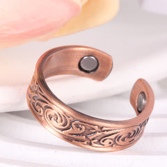 2pcs Copper Magnetic Rings with 3500 Gauss Magnets, Adjustable Copper Finger Rin