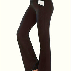 Women's High Waisted Bootcut Leggings with Pockets - Flared Yoga Pants