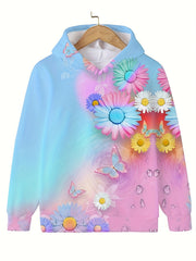 Butterfly & Flower Long Sleeve Hooded Sweatshirt Kids Sports