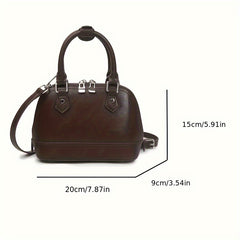 European American Style Leather Crossbody Handbag Removable Strap Zipper Closure