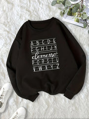 Round Neck Pullover Sweatshirt Fleece Lined Loose Hoodie Women