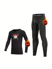 2pcs Kids Fleece Lined Christmas Baseball Compression Base Set