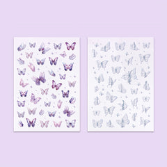 2pcs Cold Hot Die Cut Flash Film Pet Sticker Retro Butterfly Guka Diary Material