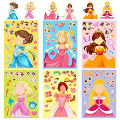6 Princesses Face Puzzle Stickers Funny Educational Toys