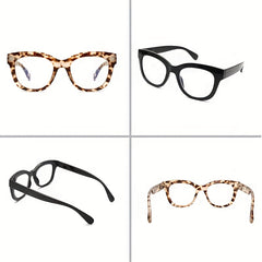 3 Pairs Reading Glasses Anti Light Reader Spring Hinge Retro + 3 Felt Pack
