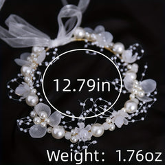 Faux Pearl Flower Headband Bridal Headdress Wedding Crown