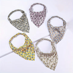5pcs Flower Print Bandanas Elastic Triangle Scarf Headband Boho Kerchief