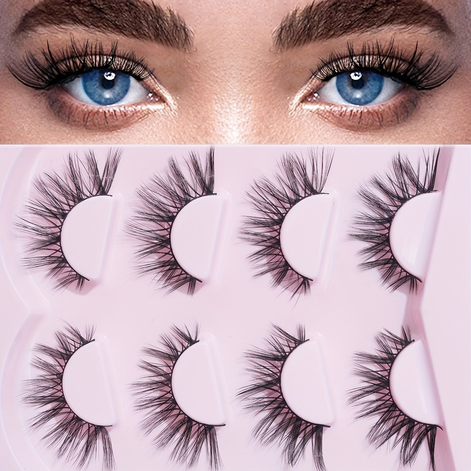 4 Pairs Fishtail False Eyelashes 18mm Tail Fluffy Volumized Cross Lashes