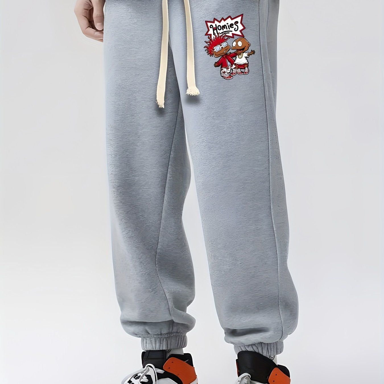 Cartoon Boys Print Drawstring Sweatpants Loose Fit Pants Men's Casual Joggers