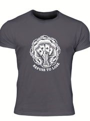 Men's Letter Print T shirt, Casual Tee for Summer