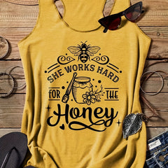 Bee Print Tank Top Summer Sleeveless Casual Women's Clothing