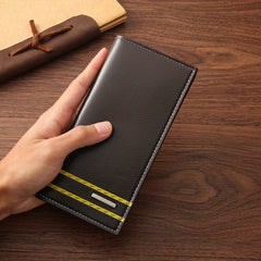 Men's Casual Litchi Embossed Long Wallet With Card Slots