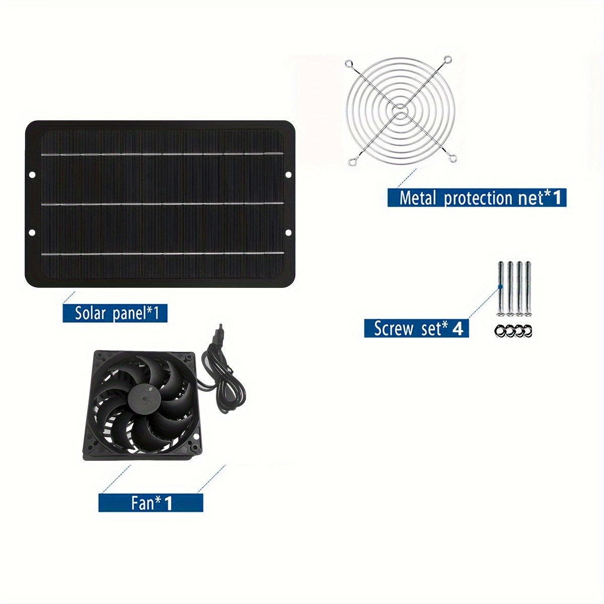 10W 12V Solar Panel Dual Fans Kit Portable Ventilation Fan Outdoor Waterproof