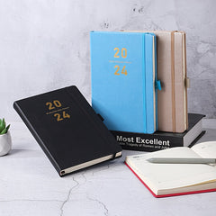 A5 Daily Planner Leather Bound Notebook Time Management Calendar
