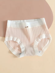 5pcs Ribbed Bow Tie Briefs Soft & Stretchy Intimates Panties