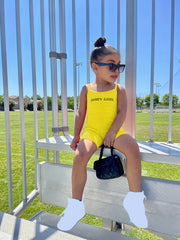 Girls Letter Graphic Cami Romper Casual Sports Jumpsuit Kids Summer Clothes