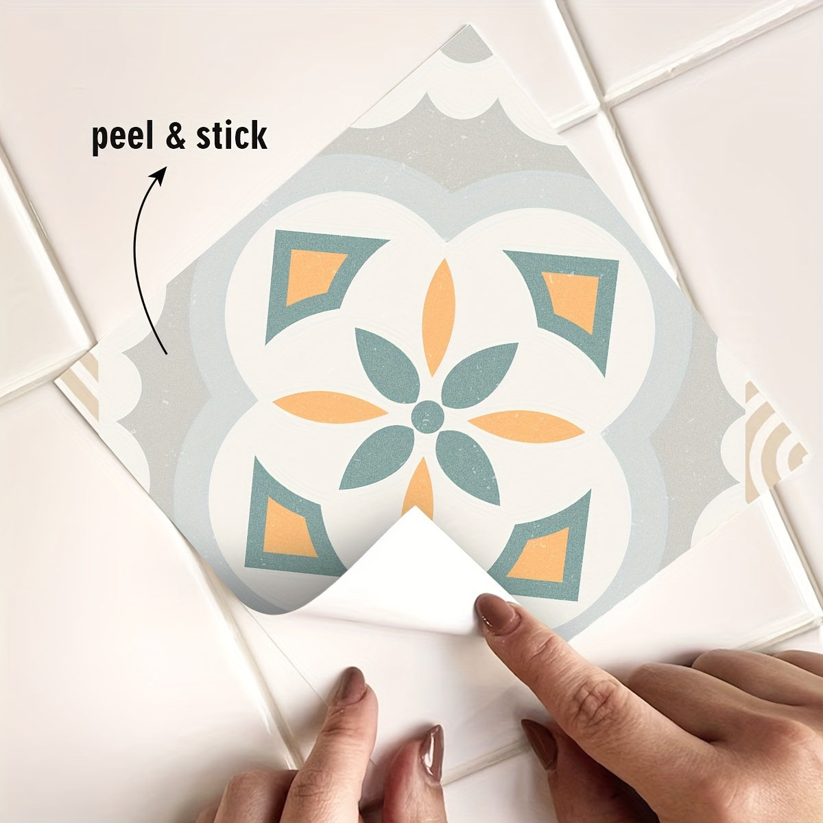 Bohemian Flower Tile Stickers - Set of 12