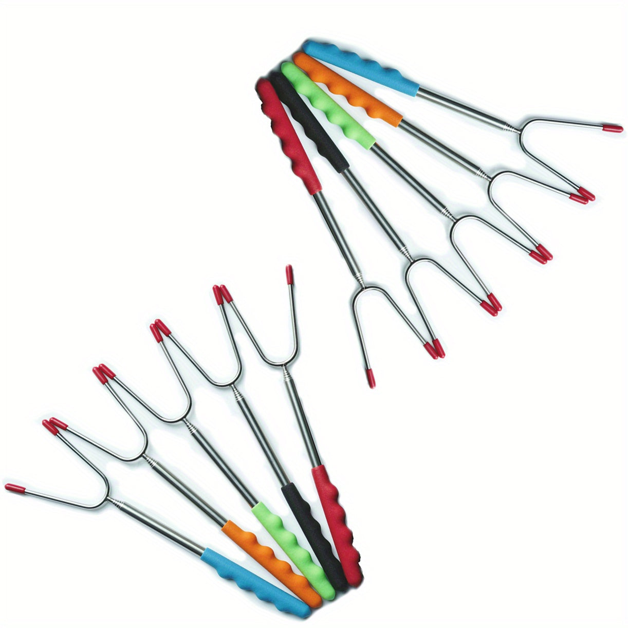 10pcs Roasting Sticks Extendable Stainless Steel Skewer Fork Roasting Smores