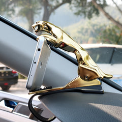Golden Leopard Phone Holder Car Dashboard Mount 360 Rotation Retractable Stand
