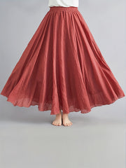 Solid Maxi Skirt Elastic Waist A-Line Summer Vacation Beach Women's Clothing