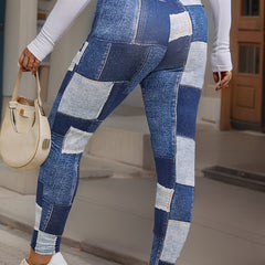 Denim Print High Rise Leggings