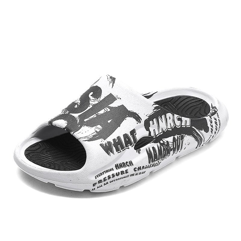 Men's Graffiti Print Pillow Slides Non Slip Slippers