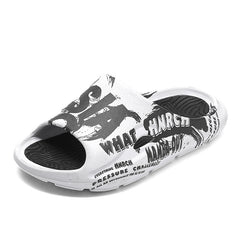 Men's Graffiti Print Pillow Slides Non Slip Slippers