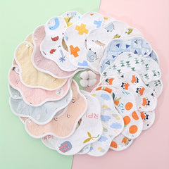 5pcs Cotton Baby Bibs, Waterproof Saliva Towel, Petal Style Bib