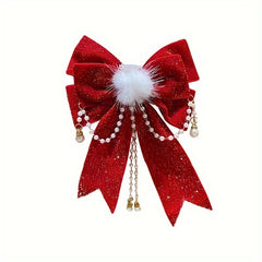 Red Velvet Bow Hair Clip Pentagram Ribbon Hairpin