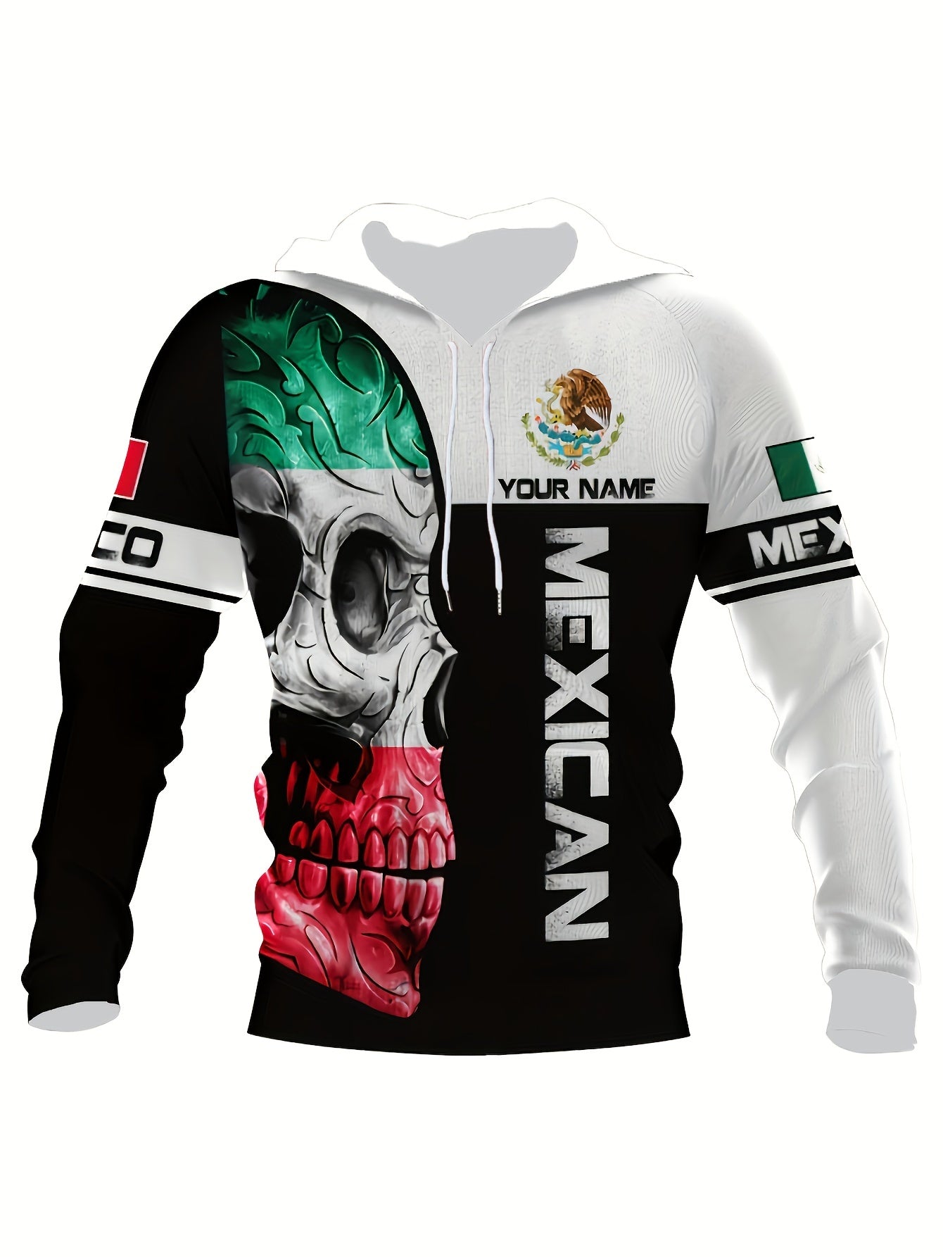Mexican Eagle Print Men's Hooded Sweatshirt