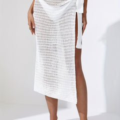Solid Knitted Cut Out Skirt for Beach & Vacation